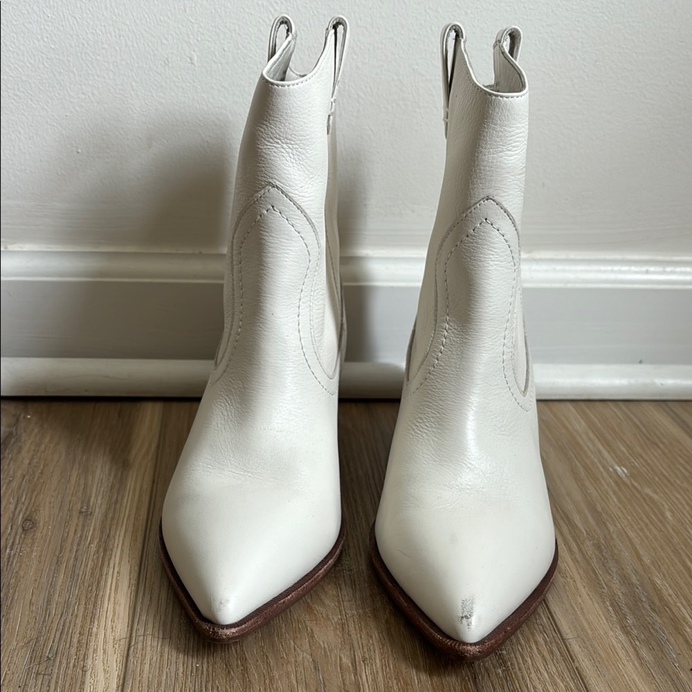 White Leather Ankle Boots